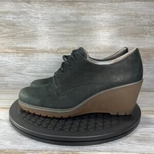 Ecco Women's Adora Black Leather Lace Up Wedge Ankle Boots Size EU 39 US 8